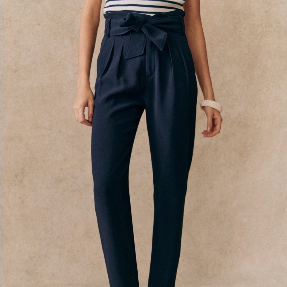 Sezane Austin Trousers Navy 8/40 no belt